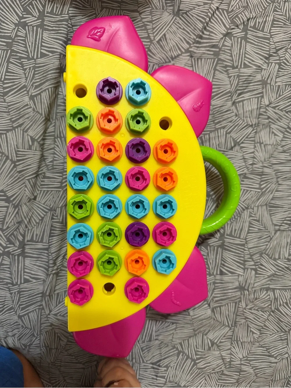Kids Flower Peg Board Toy - Pink, Yellow, Green with drill